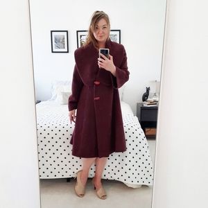 ITALA TESTINO Burgundy Peruvian Alpaca Wool Coat L